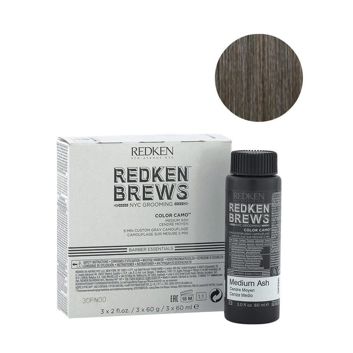 Redken Brews Man Color camo Medium ash 3x60ml - colorazione uomo capelli grigi
