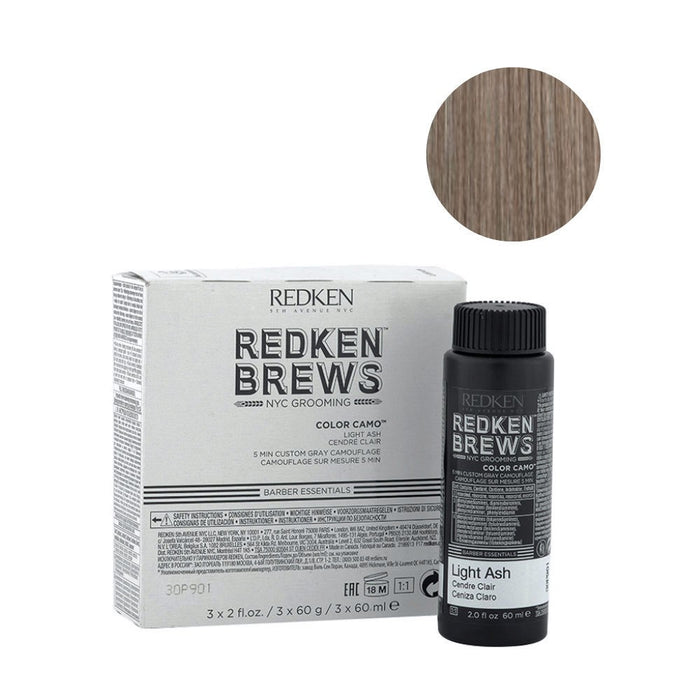 Redken Brews Man Color camo Light ash 3x60ml - colorazione uomo capelli grigi